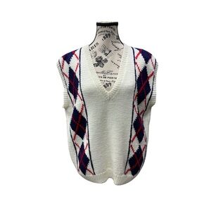 Vintage Argyle Knit V-Neck Sweater Vest
